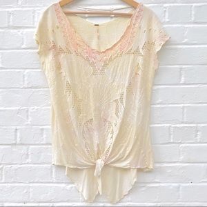Free People Multi-tone Eyelet Embroidered Blouse